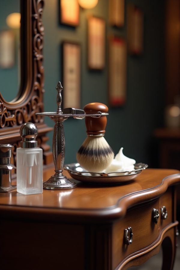 Flux_Dev_A_sleek_modern_woodentopped_shaving_station_sits_atop_0 Complete Straight Razor Shaving Masterclass